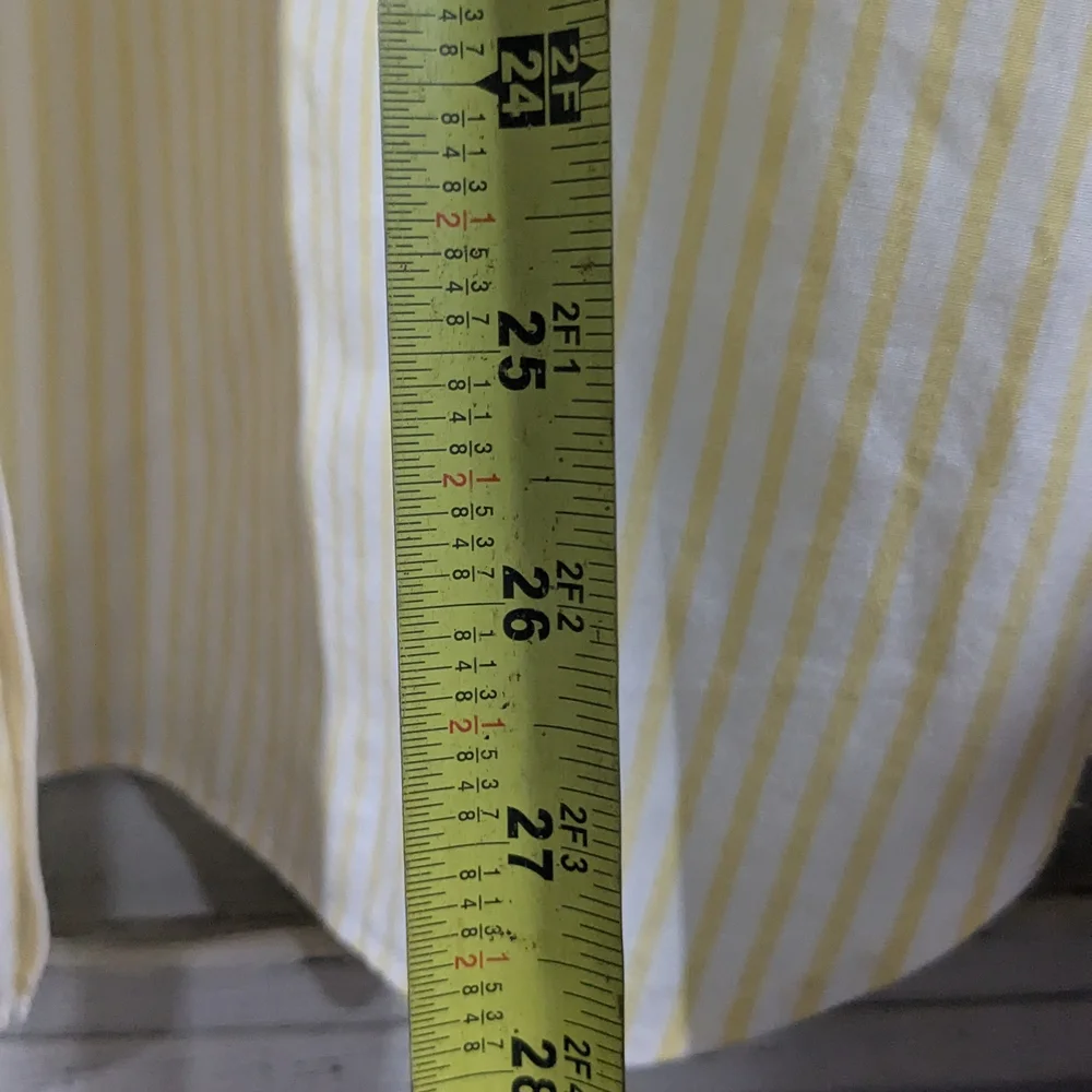 VintageJ Crew Shirt Mens XL Extra Large  Yellow White Striped Button Long Sleeve